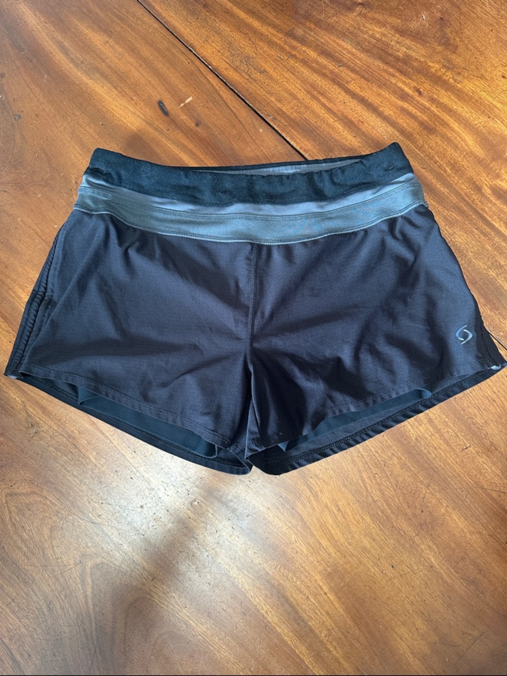Moving Comfort Black Athletic Running Shorts with Wide Contrast Waistband